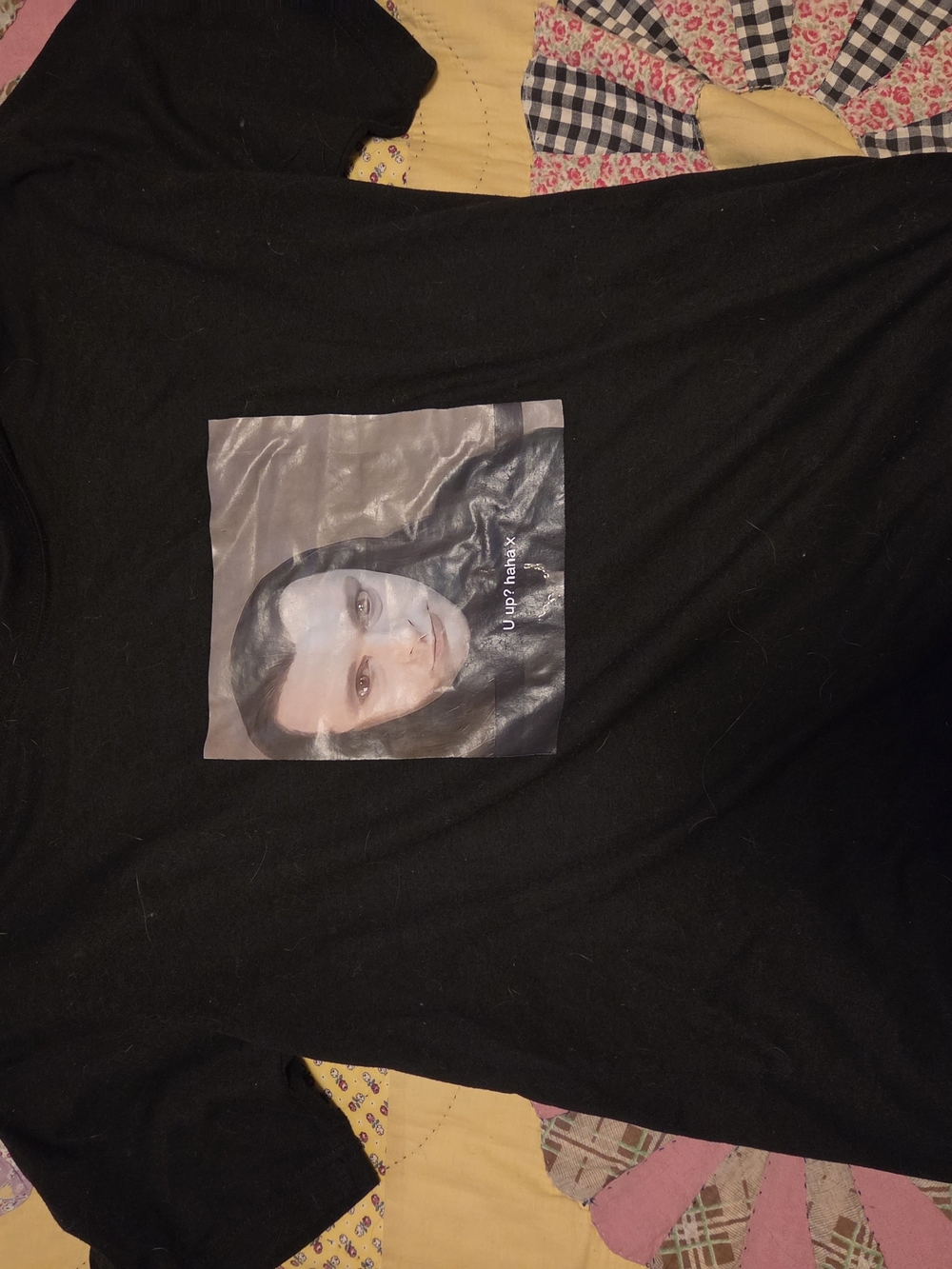 Source Unknown Black Short-Sleeve Tee with Face Photo Print